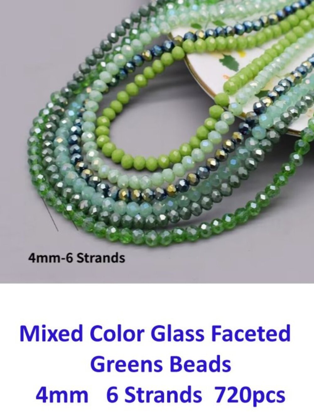 Mixed Color Glass Greens Beads Faceted 4mm 6 Strands 720pcs